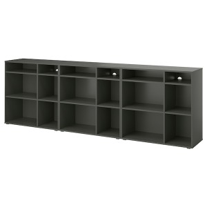 IKEA VIHALS shelving combination, dark gray, 112 5/8x14 5/8x35 3/8 in, Ikea Outlet | 0123PVGJB