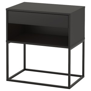 IKEA VIKHAMMER nightstand, 23 5/8x15 3/8 in Black, Ikea Outlet | 4612HPDUR