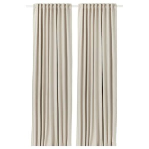 IKEA VILBORG room darkening curtains, 1 pair, 57x84 in Beige, Ikea Outlet | 0614ASIXJ