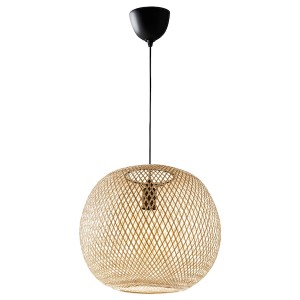 IKEA VINDÖGA pendant lamp, bamboo/handmade, 14 in, Ikea Outlet | 6143ADSGR