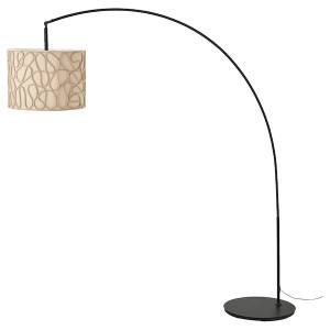 IKEA VINGMAST / SKAFTET floor lamp, arched Beige / Black, Ikea Outlet | 8391YBHDU