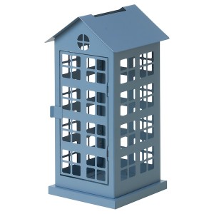 IKEA VINTERFEST block candle holder, house/dark blue, 14 in, Ikea Outlet | 8130ITSGZ