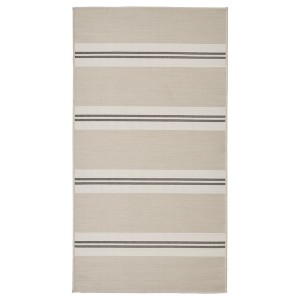 IKEA VIRKLUND rug flatwoven, in/outdoor, white/beige/dark gray, 2'7 inx4'11 in, Ikea Outlet | 7408GCNQH
