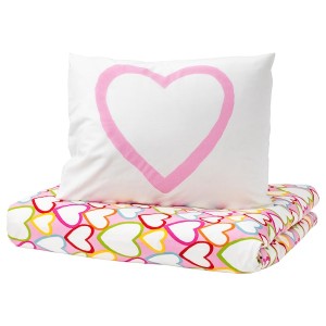 IKEA VITAMINER HJÄRTA duvet cover and pillowcase(s), Twin Multicolor, Ikea Outlet | 6718VXEPD