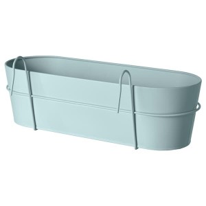 IKEA VITLÖK flower box with holder, indoor/outdoor light gray-blue, 22x7 ¾ in, Ikea Outlet | 0951XDBAM