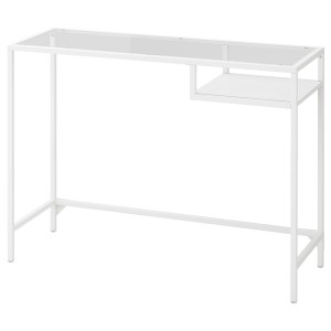 IKEA VITTSJÖ Laptop table, white, glass, 39 3/8x14 1/8 in, Ikea Outlet | 4295UOCNH
