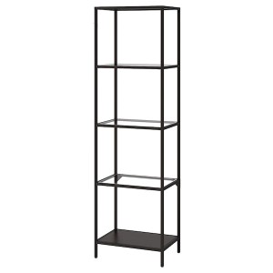 IKEA VITTSJÖ Shelf unit, black-brown, glass, Width: 20 1/8 in, Ikea Outlet | 3174VOKGX