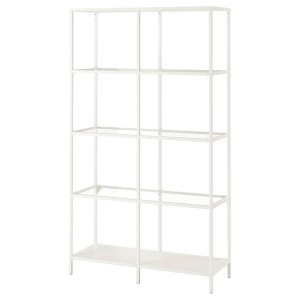 IKEA VITTSJÖ Shelf unit, glass, Width: 39 3/8 in White, Ikea Outlet | 7865TPJWB