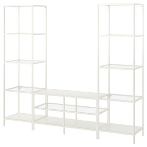 IKEA VITTSJÖ TV storage combination, 79 1/2x14 1/8x68 7/8 in White / Glass, Ikea Outlet | 4290NBRGE