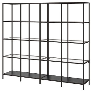 IKEA VITTSJÖ storage combination, 78 3/4x14 1/8x68 7/8 in Black / Brown / Glass, Ikea Outlet | 3765FDYSA