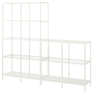 IKEA VITTSJÖ storage combination, 78 3/4x14 1/8x68 7/8 in White / Glass, Ikea Outlet | 4169ESNWM