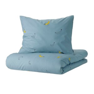 IKEA VÄNKRETS duvet cover and pillowcase(s), Twin Banana Pattern Blue, Ikea Outlet | 0864ZABDR