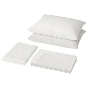 IKEA VÅRVIAL 4-piece sheet set, Queen White, Ikea Outlet | 4028JHEVZ