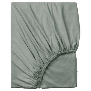 IKEA VÅRVIAL fitted sheet for twin daybed, Twin Gray / Green, Ikea Outlet | 8542WAOCT