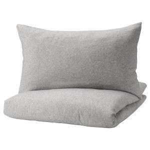 IKEA VÄSTKUSTROS duvet cover and pillowcase(s), Twin Dark Gray / White, Ikea Outlet | 9057BIFOZ